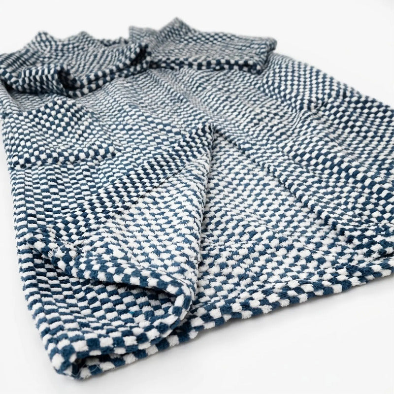 Bata Domino Suave Para Descanso / Baño Con Bolsillos Unisex Azul Dominó Unica
