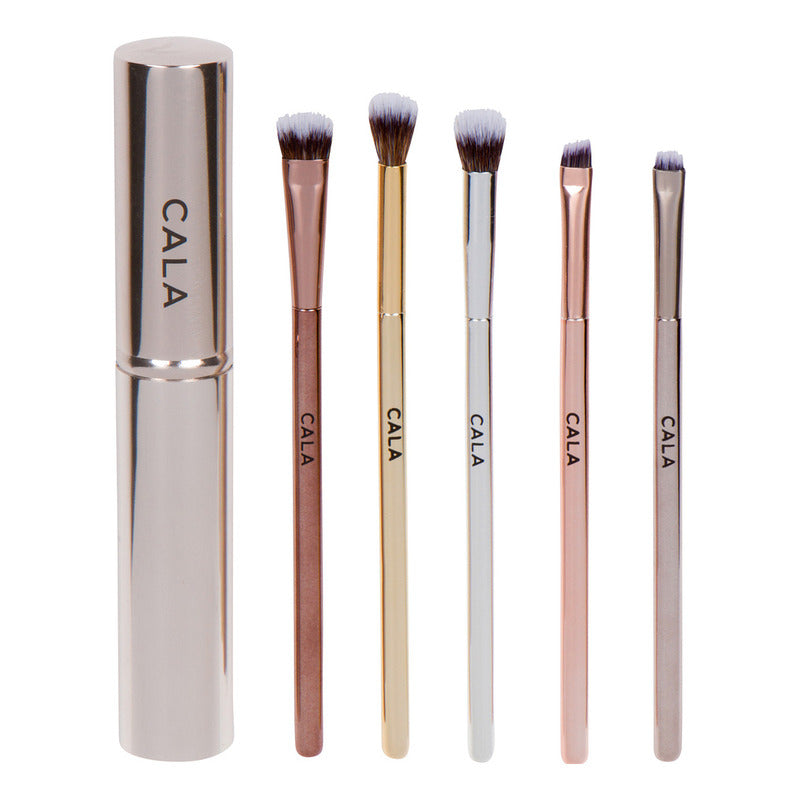 Brochas Para Sombras 5pz Con Estuche Para Viaje Marca Cala®