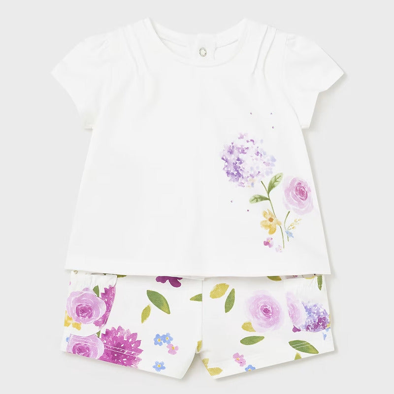 Conjunto Para Bebé Blusa+short Mod.1610 Marca Mayoral® Multicolor Blanco 12 Meses