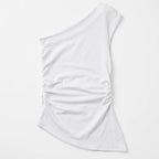 Blusa Asimetrica Para Mujer Mod. N43141 Marca Bobois® Blanco Lisa G