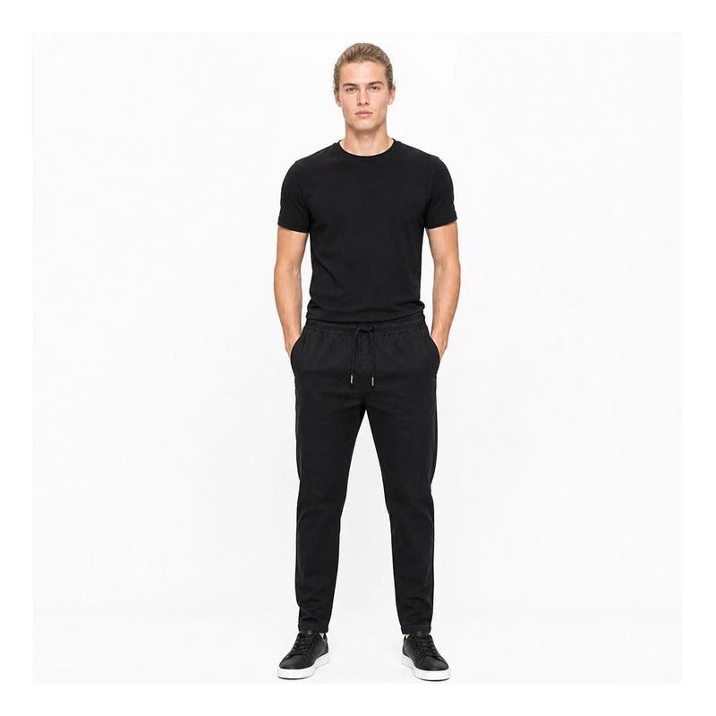 Pantalón Jogger Slim Fit Para Hombre Gjoggw Marca Bobois® Negro Lisa 32