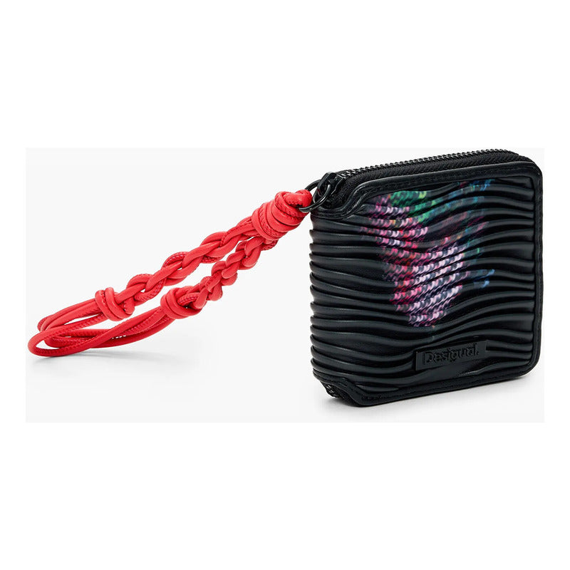 Cartera Con Textura Para Mujer 26sayp07/2000 Marca Desigual® Negro Floreado Texturizado