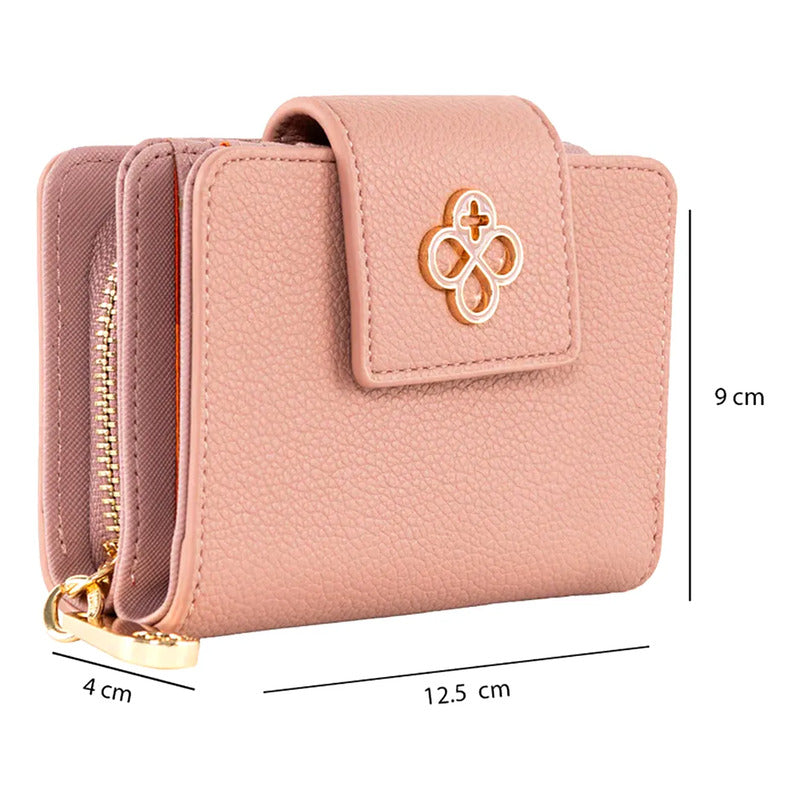 Cartera Con Broche Para Dama Mod.ji697 Jaime Ibiza® Rosa Liso