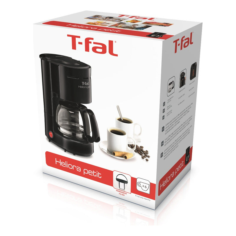 Cafetera De Filtro Permanente Heliora Petit Negra Prepara 4 Tazas De Café Cuenta Con Sistema Antigoteo Por Lo Que Puedes Servir El Café Mientras Se Está Preparando T-fal Cm3218mx