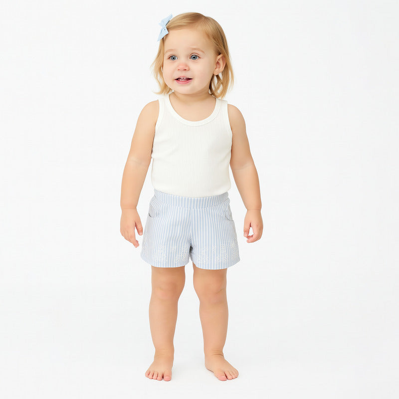 Short Con Flores Bordadas Para Bebe Mod.018-9002al Losan®
