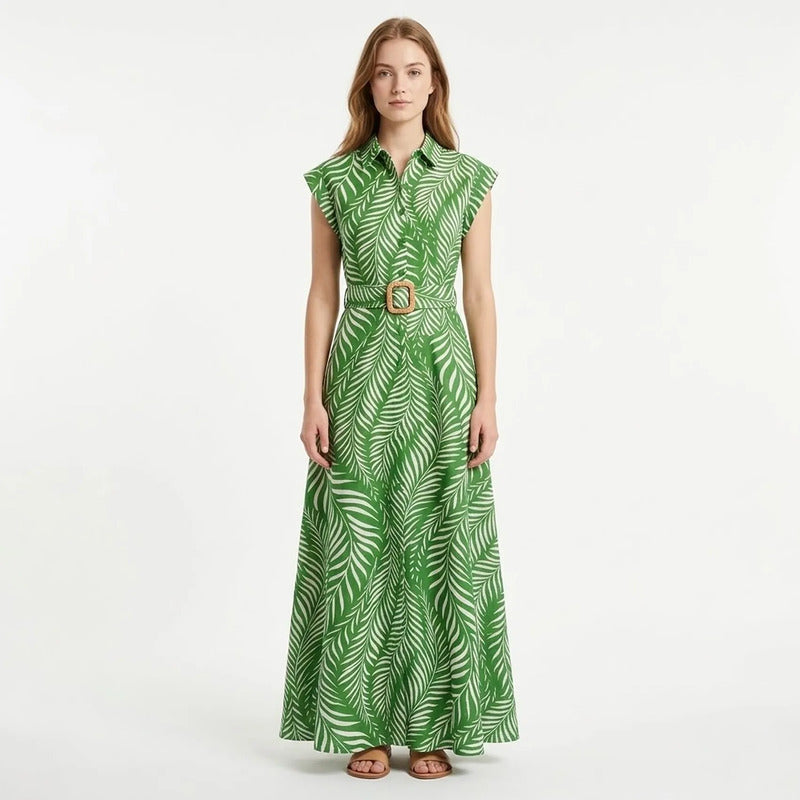 Vestido Ligero Largo Para Mujer Mod. 3477 Marca Okey® Multicolor Floreado 32