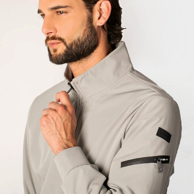 Chamarra Ligera Tipo Bomber Cw89-pol8728 Greenlander® Gris Claro M Lisa