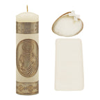Set Para Bautizo Vela+concha+toalla+caja De Madera