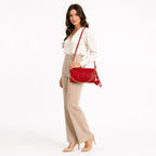 Bolso Crossbody Para Mujer Mod. Ji 2896 Marca Jaime Ibiza® Rojo Lisa Níquel