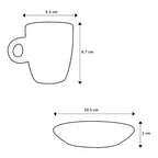 Set De 6 Tazas+platos De Porcelana Mod.1767 Rosa/multicolor Tazas