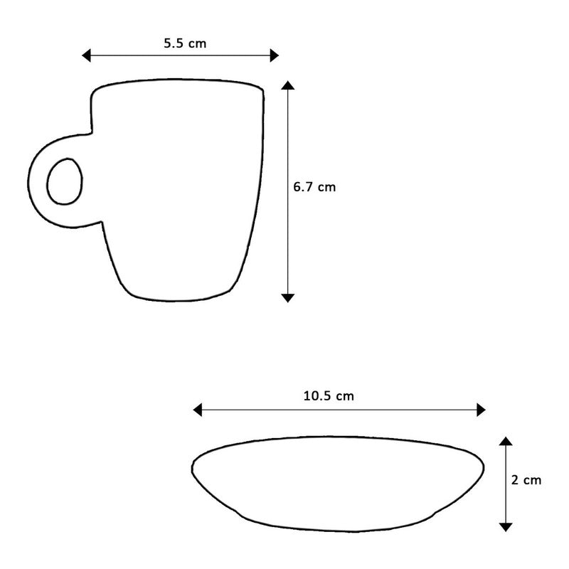 Set De 6 Tazas+platos De Porcelana Mod.1767 Rosa/multicolor Tazas