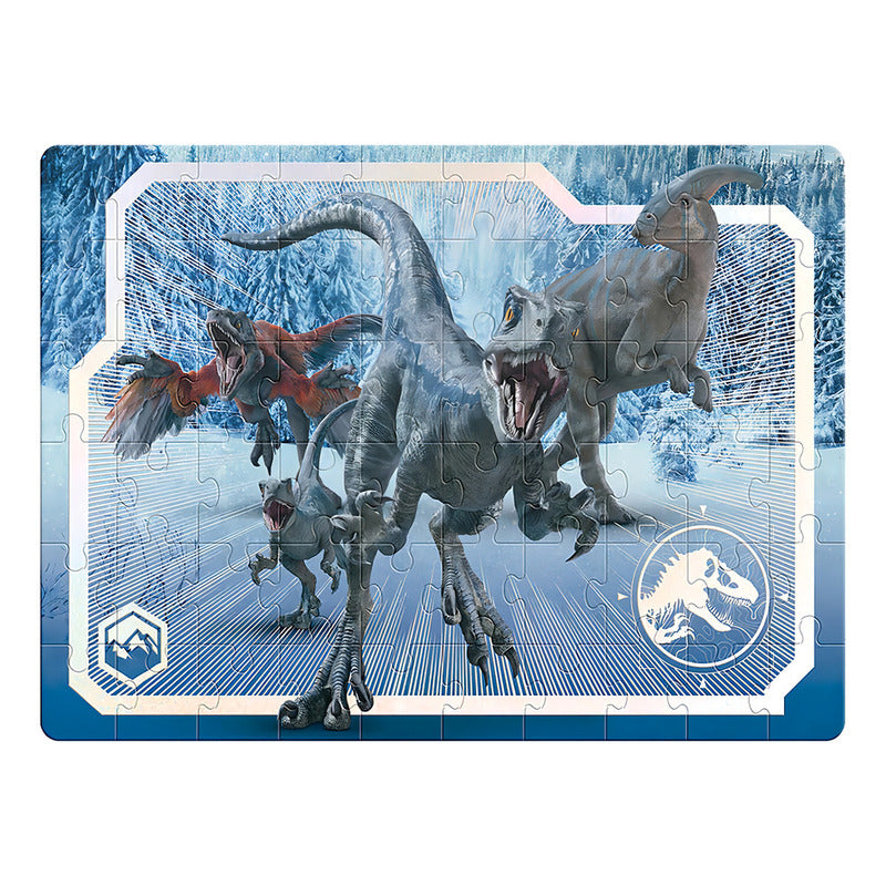 Rompecabezas Infantil Jurassic Cilindro 60 Piezas  Jurassic World  Piezas Metalizadas, Cartón En Cilindro, Incluye Póster  Ideal Habilidades Cognitivas Y Motoras