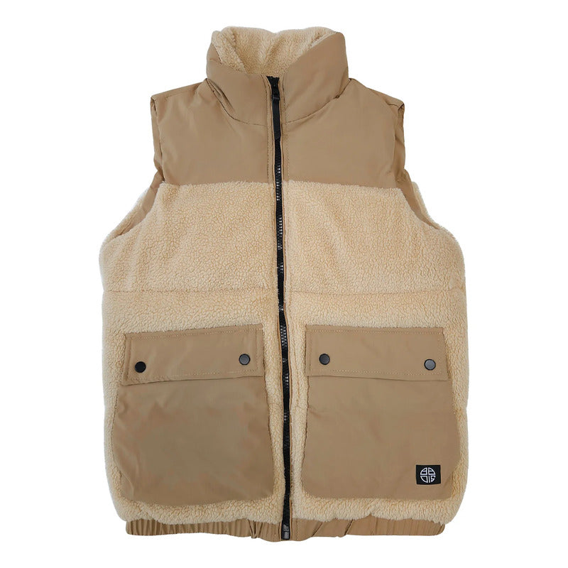 Chaleco Aborregado Para Caballero Mod.h45307 Marca Bobois® Beige Lisa M