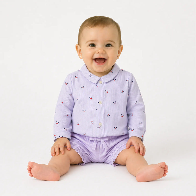 Camisa Casual Para Bebé Mod.2137 Marca Mayoral® Multicolor Perritos 4-6 Meses