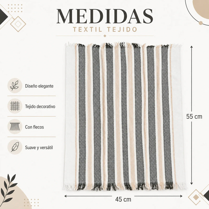 Servilleta De Cocina Multiusos Tejida 45 X 55cm Gris Rayas