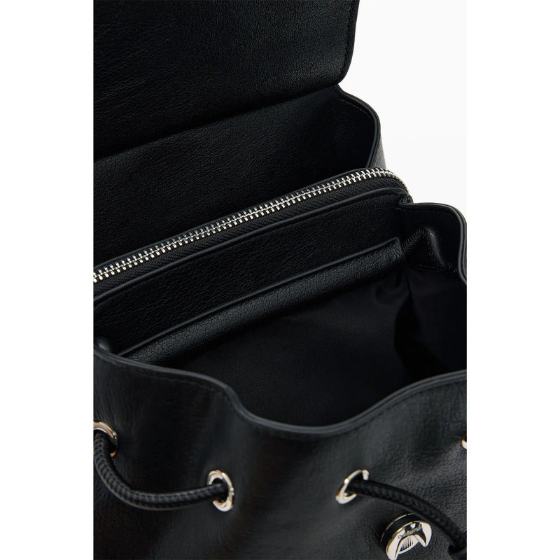 Mochila Mediana Trenzada Para Mujer 26sakp19/2000 Desigual® Negro Liso