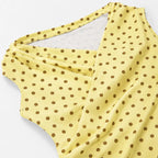 Blusa Cuello Drapeado Cruzado Para Mujer 4403 Marca Exotica® Amarillo Lunares M