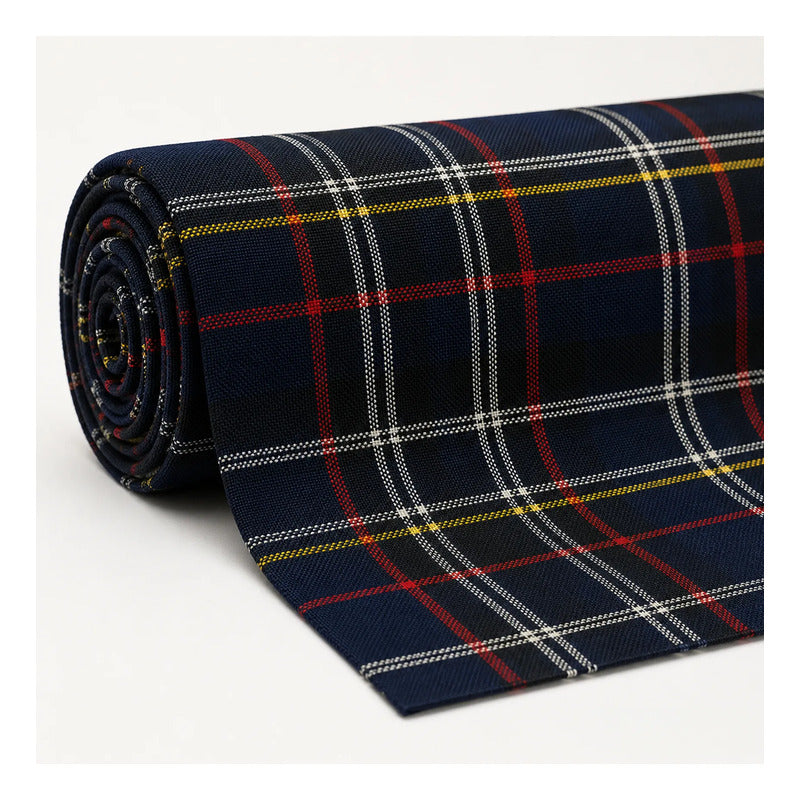 Rollo De Tela Escocesa 50% Algodón 50mx1.5m Marca Dafer® Azul/multicolor Escosesa