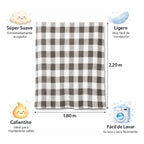Cobertor Ovejita Ligero Matrimonial 1.80x2.10m Providencia® Multicolor 400 G Cuadros Beige Gris