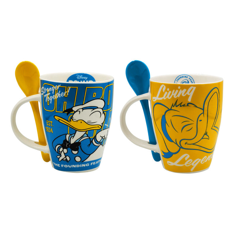 Taza De Porcelana 2pz Con Cuchara Diseño Animado 310ml