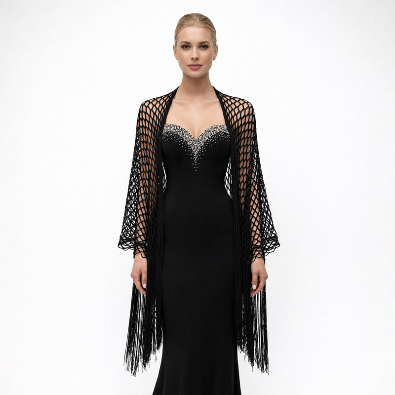 Chalina Calada Elegante Para Mujer Formal/casual Negro Negro Calado Unitalla