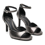 Sandalias Tacón 8.5cm Formales Para Dama Estil.140503 Flexi® Antimonio Brillante 24 Mx