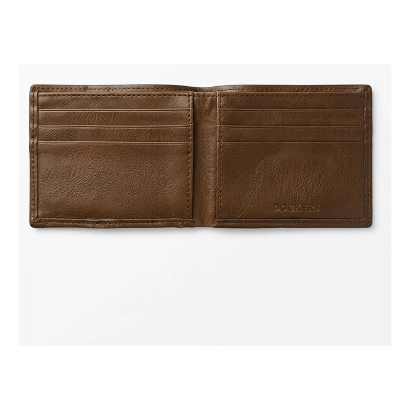 Billetera Para Hombre Bifold Mod.000tb-0029 Marca Dockers® Marrón Oscuro Liso
