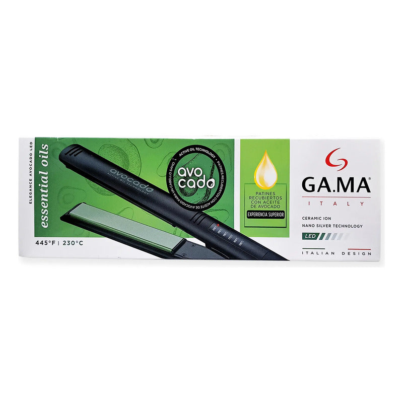 Plancha De Cabello Placas Cerámica Oils Avocado Ga.ma Italy® Negro