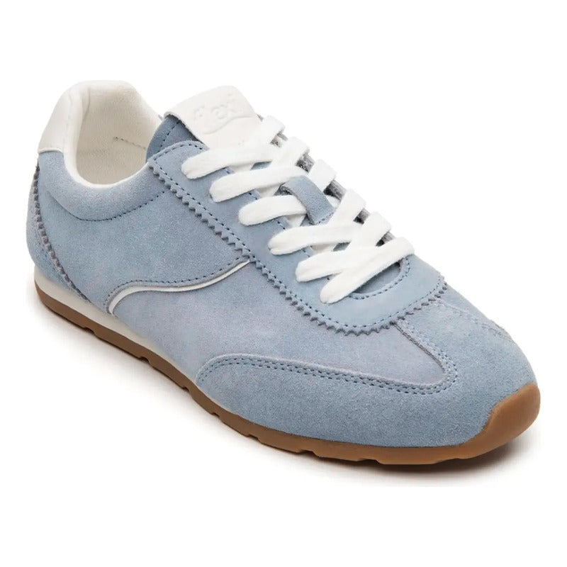 Tenis De Gamuza Para Mujer Mod. 140304 Marca Flexi® Celeste Gamuza 24.5 Mx
