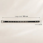 Cinturón Casual Básico Para Mujer Con Remaches Metálicos Negro Lisa 103 Cm