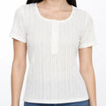Blusa Casual Semi Calada Para Mujer Mod. K799 Marca Julys® Ivory Calado Ch
