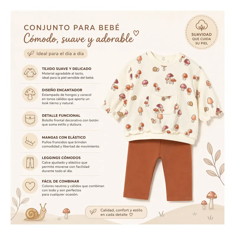 Conjunto De Algodón Para Bebé 2 Pz  Mod.2710 Marca Mayoral® Canela 1-2 M