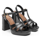 Sandalia Tacón Alto Para Mujer Mod.134401 Marca Flexi® Negro Liso 23.5 Mx
