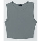 Top Canale Casual De Mujer  Mod.tw1320 The Workshop® Gris Oscuro Canalé M
