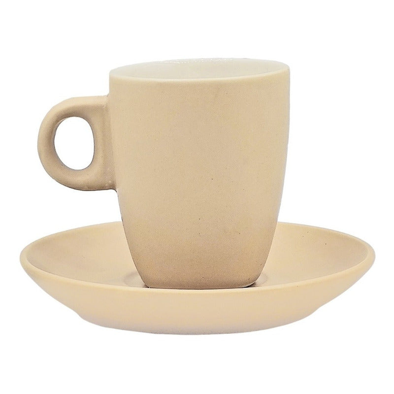 Set De 6 Tazas+platos De Porcelana Mod.1767 Rosa/multicolor Tazas