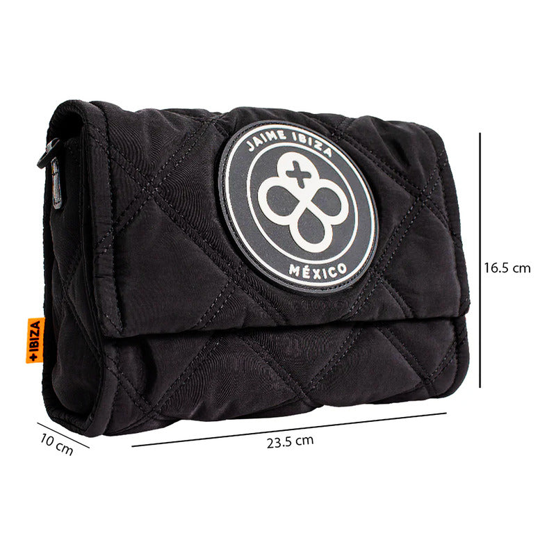 Bolsa Flap Para Mujer Mod. Ji 2694 Marca Jaime Ibiza® Negro Rayas Níquel