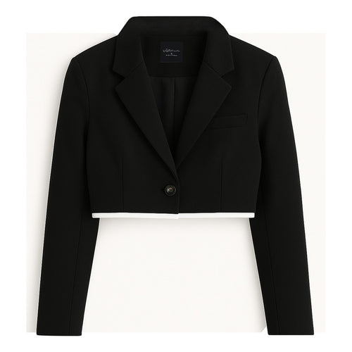 Blazer Casual Corto Para Dama Mod. Bj07377 Marca. Blashe® Negro Lisa L