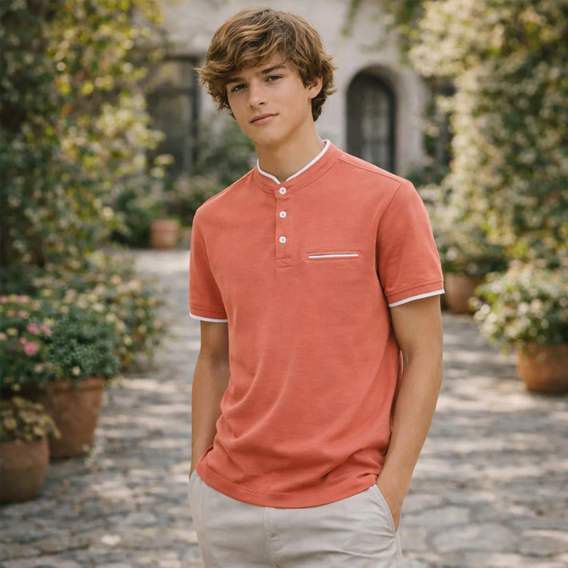 Playera Juvenil Tipo Polo Cuello Mao Mod.6163 Marca Mayoral® Siena 16 Liso