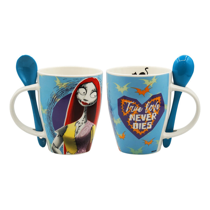 Taza De Porcelana 2pz Con Cuchara Diseño Animado 310ml