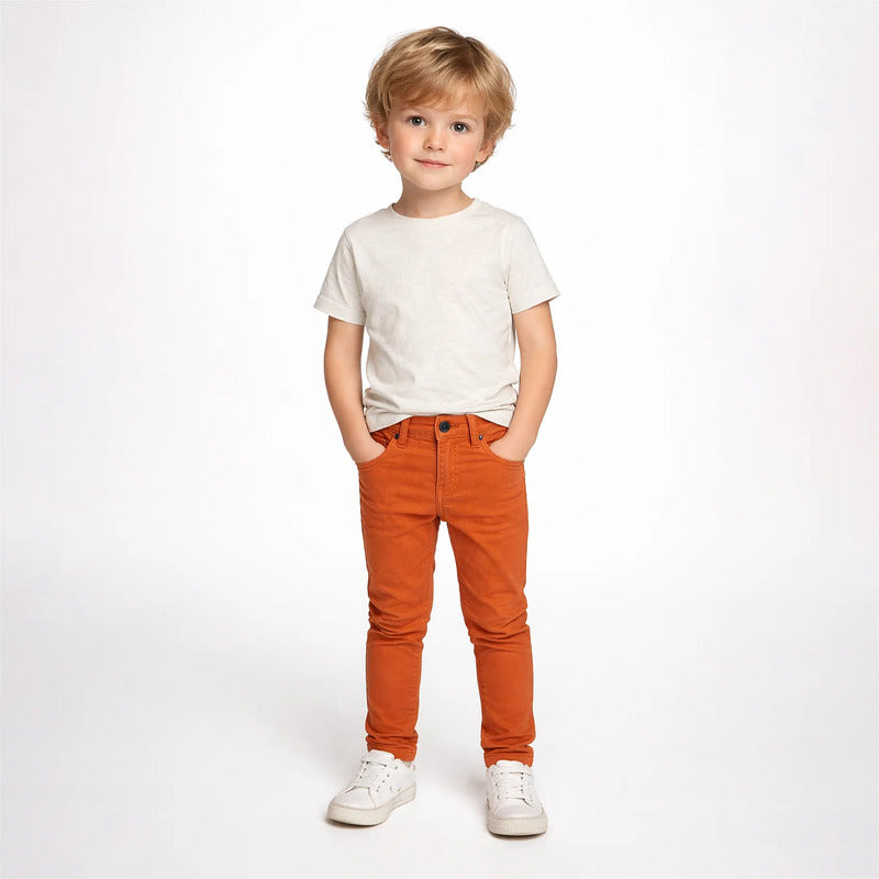 Pantalon Slim Fit Para Niño Mod.4559 Marca Mayoral® Naranja Liso 9 Años
