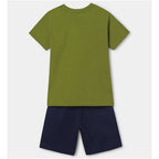 Conjunto Juvenil Playera + Short Mod. 6677 Marca Mayoral® Azul Marino/ Verde Musgo Estampado 16