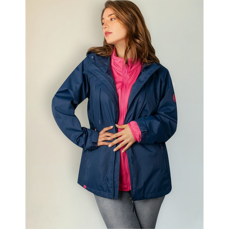 Chamarra Rompeviento 2 En 1 Mod.dw86-pol8159 Greenlander® Azul-magenta Ch Lisa