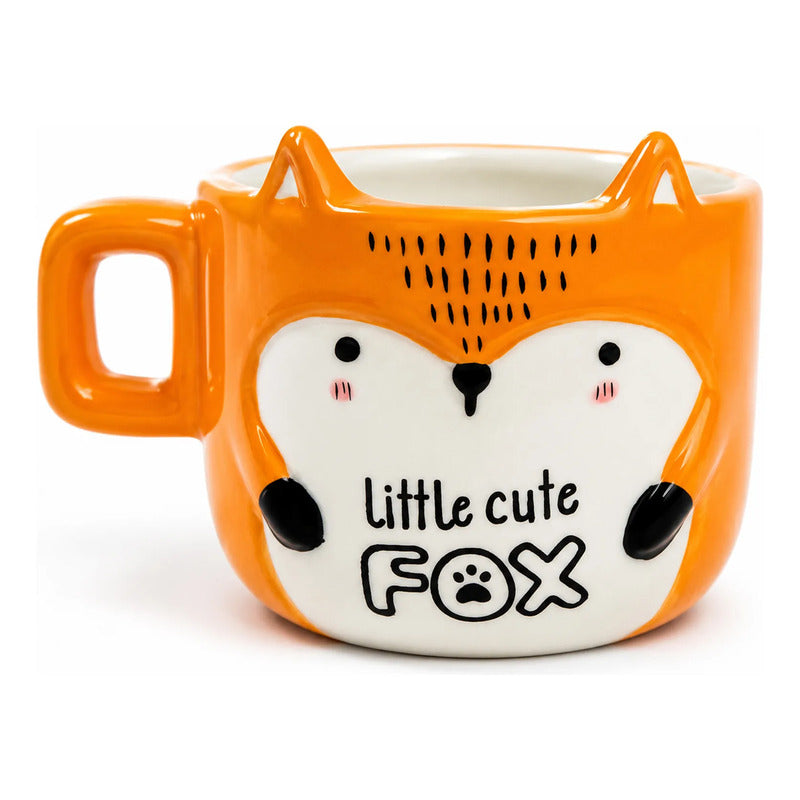 Taza Tarro De Cerámica 420ml Diseño Little Cute Zorro 3d Naranja Oscuro Zorro 3d