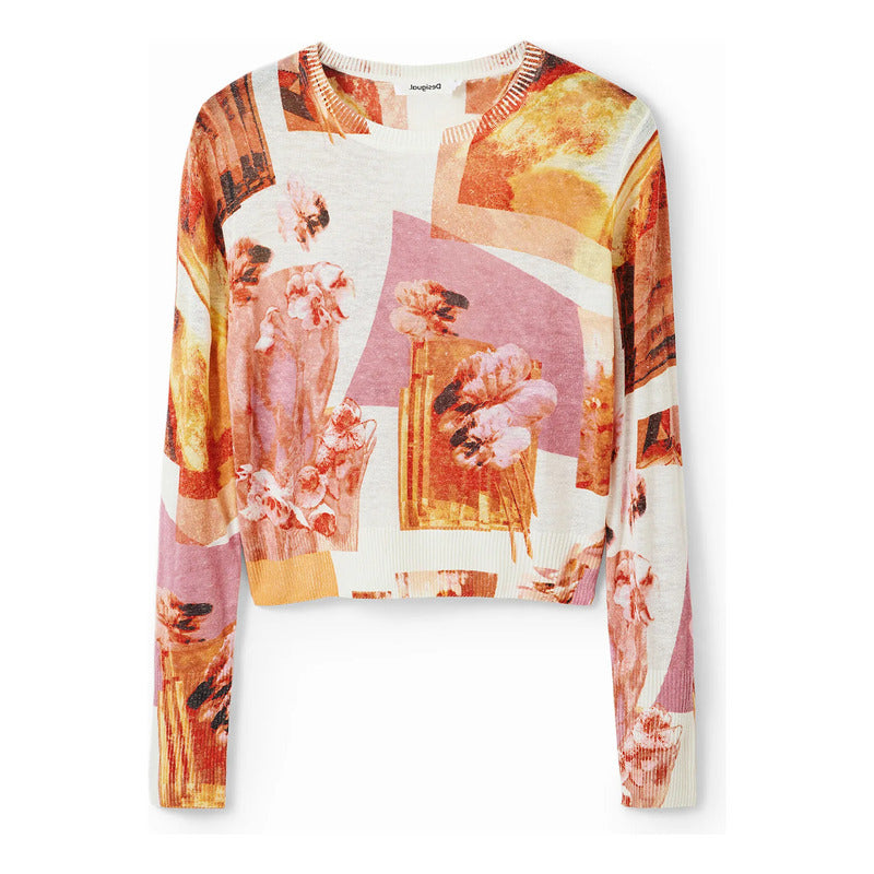 Sueter Ligero Para Mujer 23wwjf38/3049 Marca Desigual® Multicolor Floreado Xl