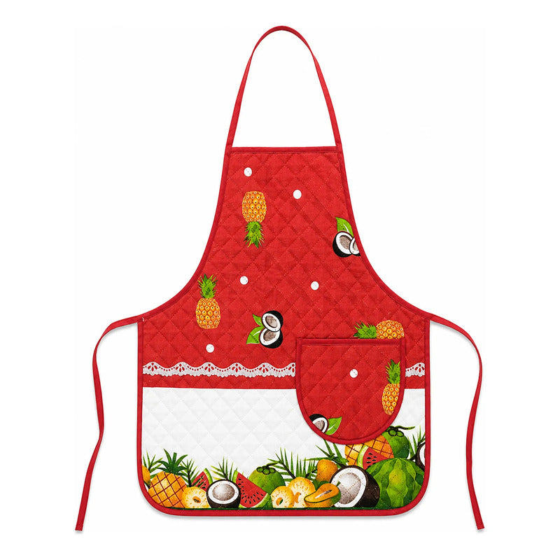 Mandil Delantal Ajustable Multiusos Repelente 65x50cm Rojo Frutos