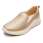 Zapato Mocasín Conford Para Mujer Mod.130210 Marca Flexi® Beige Perforasdo 26 Mx