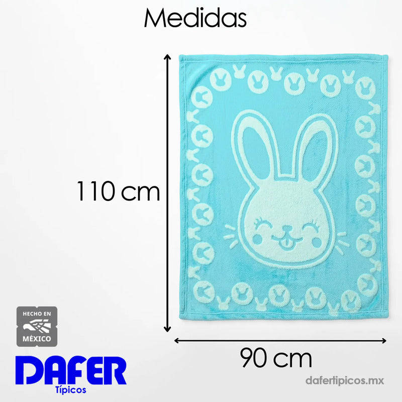 Cobertor Frazada Ligero Jacquard Cunero 90x110m Providencia® Conejin Agua
