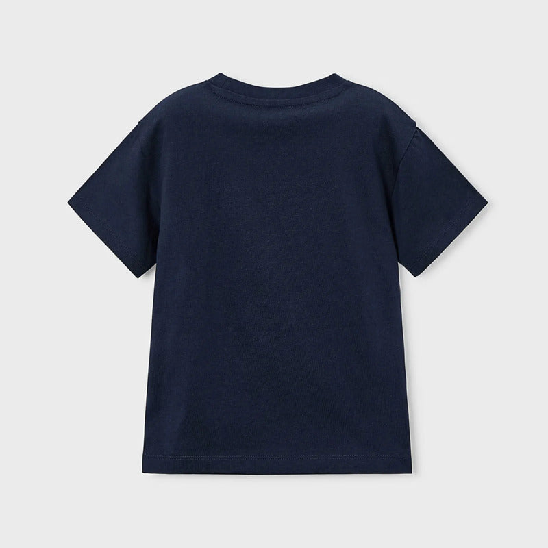 Playera Casual Para Niño Mod.3072 Marca Mayoral® Marino Football 2 Años Lisa