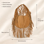 Bolsa De Gamuza Con Flecos Estilo Boho Bohemio Para Mujer Camel Lisa