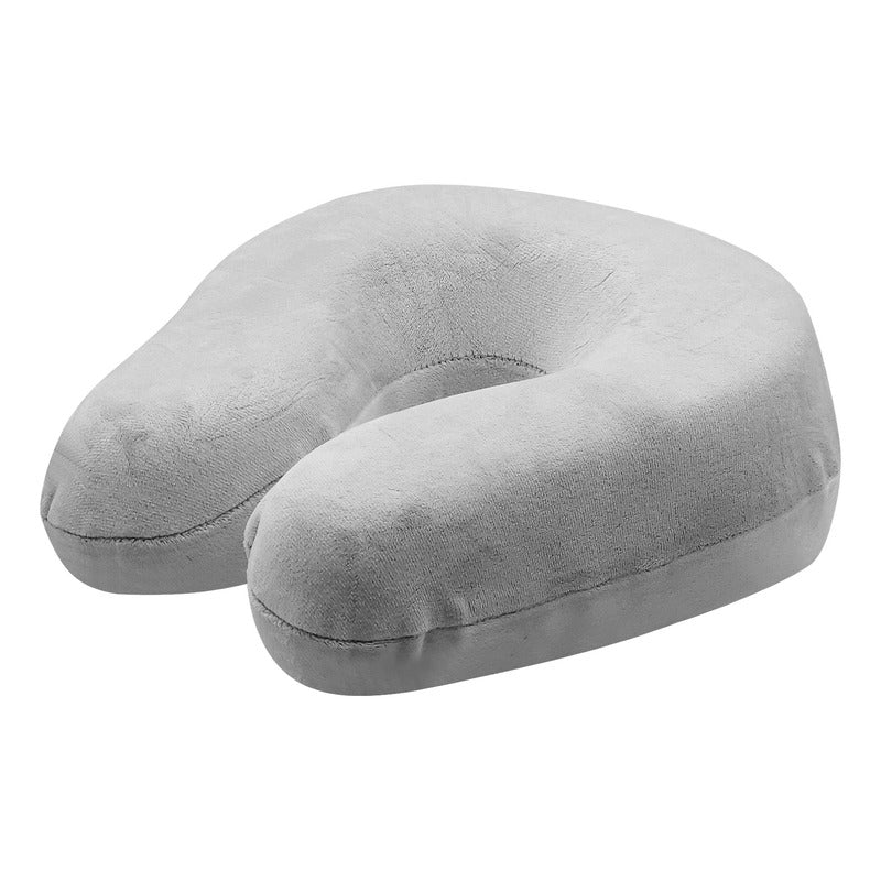 Almohada De Viaje Memory Foam Soporte Cuello Marca Arvic® Gris Liso